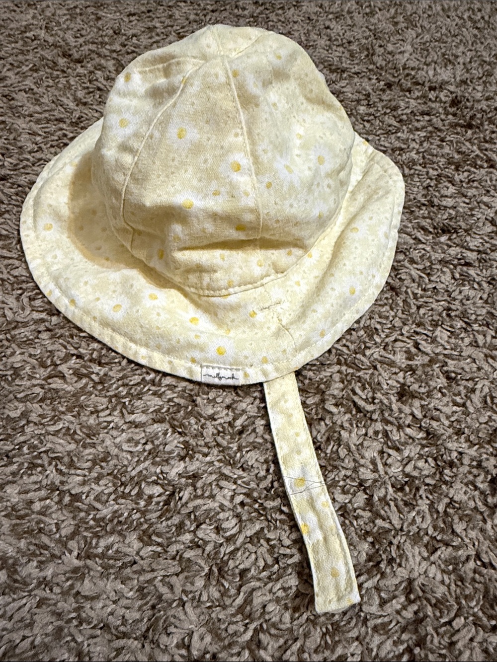 Soft Yellow Baby Sun Hat with Chin Strap